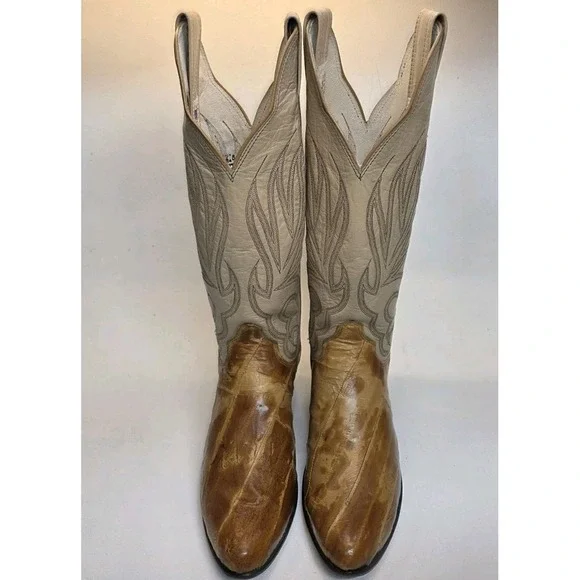 Womens Size 6 B Olathe Exotic Eel Skin Brown Leather Western Cowboy Boots - Picture 4 of 16